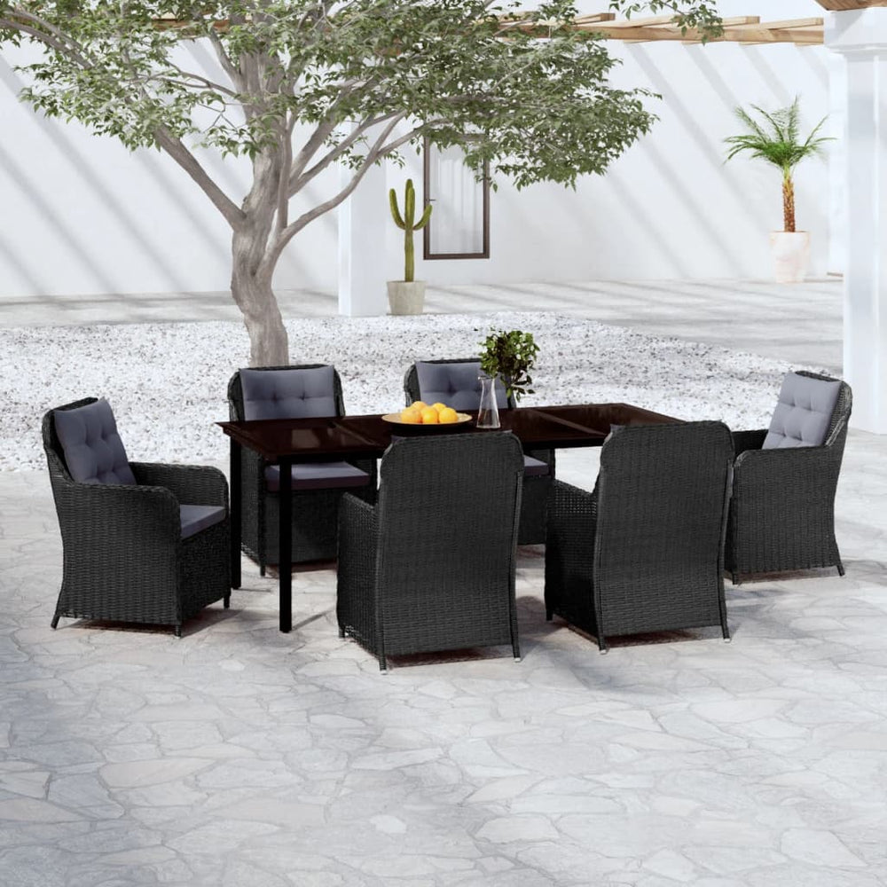 vidaXL Ensemble de salle à manger de jardin 7 pcs Noir