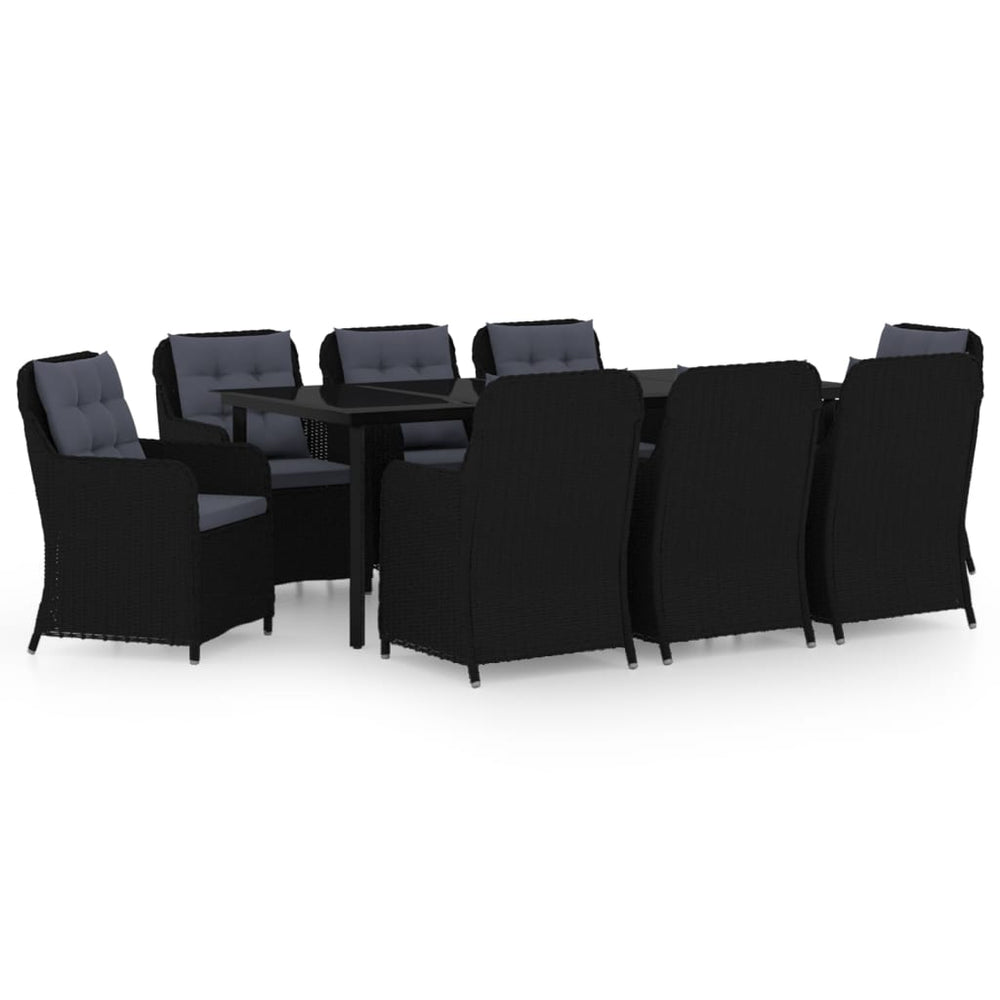 vidaXL Ensemble de salle à manger de jardin 9 pcs Noir