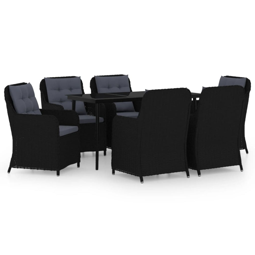 vidaXL Ensemble de salle à manger de jardin 7 pcs Noir