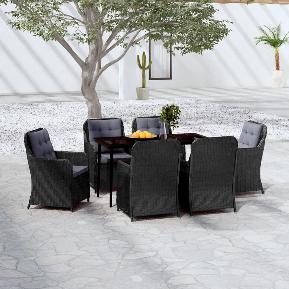 vidaXL Ensemble de salle à manger de jardin 7 pcs Noir