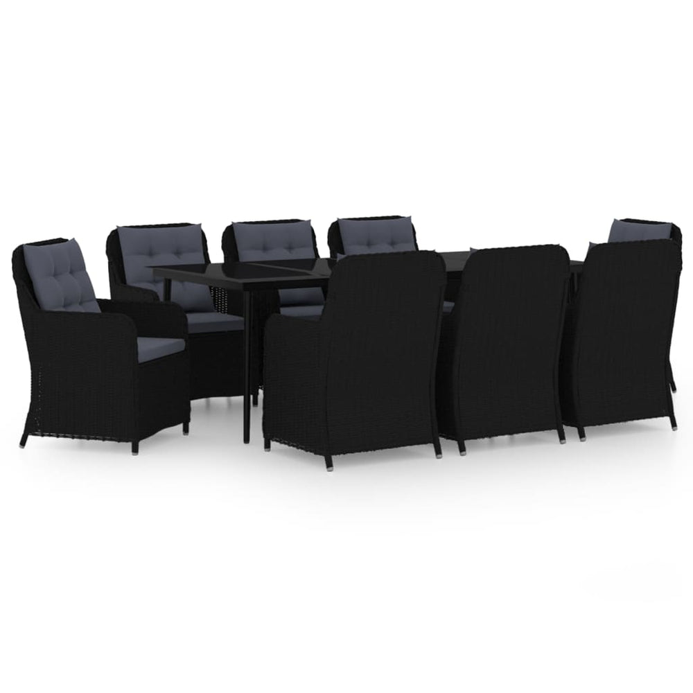 vidaXL Ensemble de salle à manger de jardin 9 pcs Noir