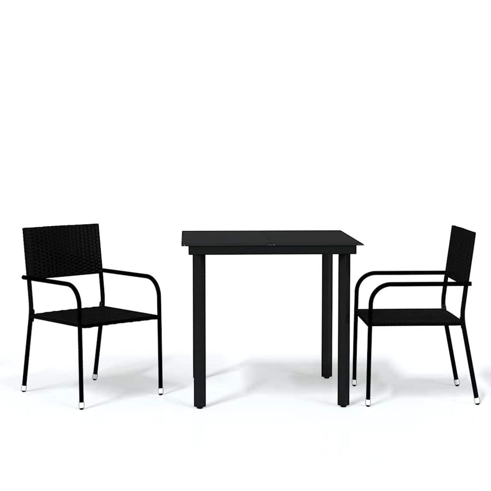 vidaXL Ensemble repas de jardin 3 pcs Noir