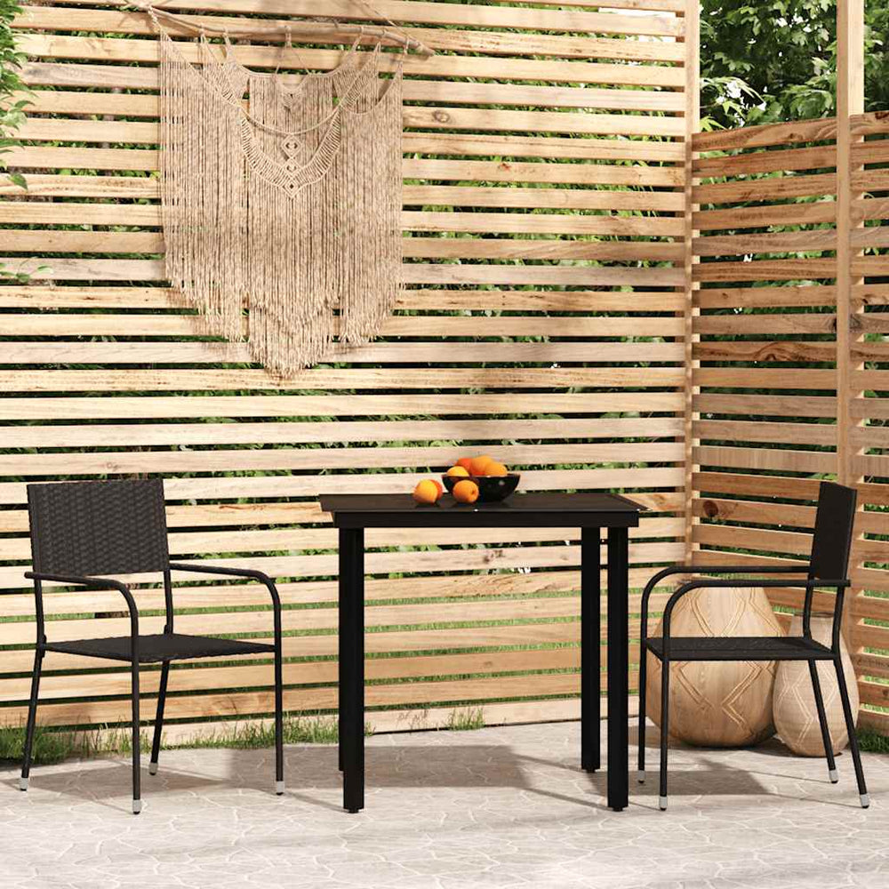 vidaXL Ensemble repas de jardin 3 pcs Noir