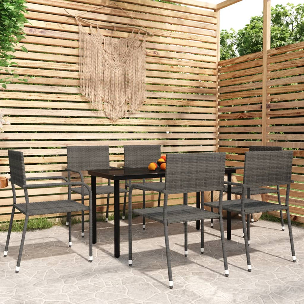 vidaXL Ensemble de salle à manger de jardin 7 pcs Gris