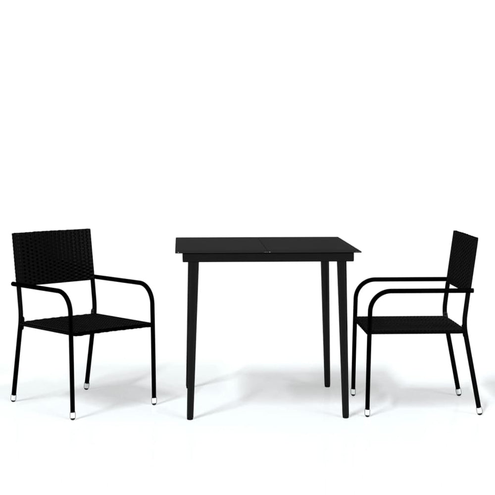 vidaXL Ensemble repas de jardin 3 pcs Noir