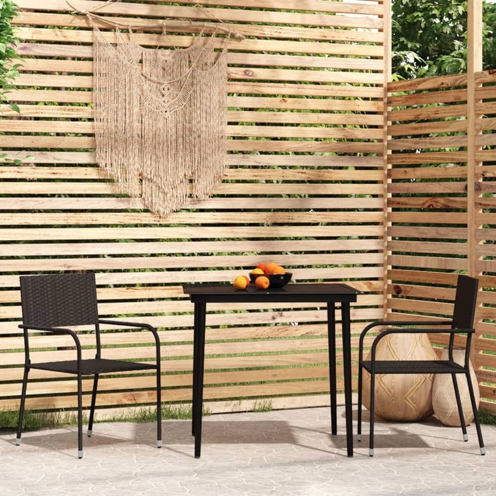 vidaXL Ensemble repas de jardin 3 pcs Noir