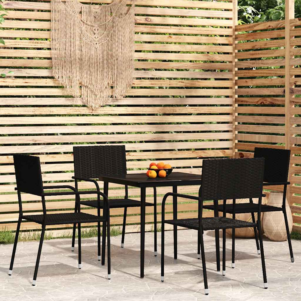 vidaXL Ensemble de salle à manger de jardin 5 pièces noir