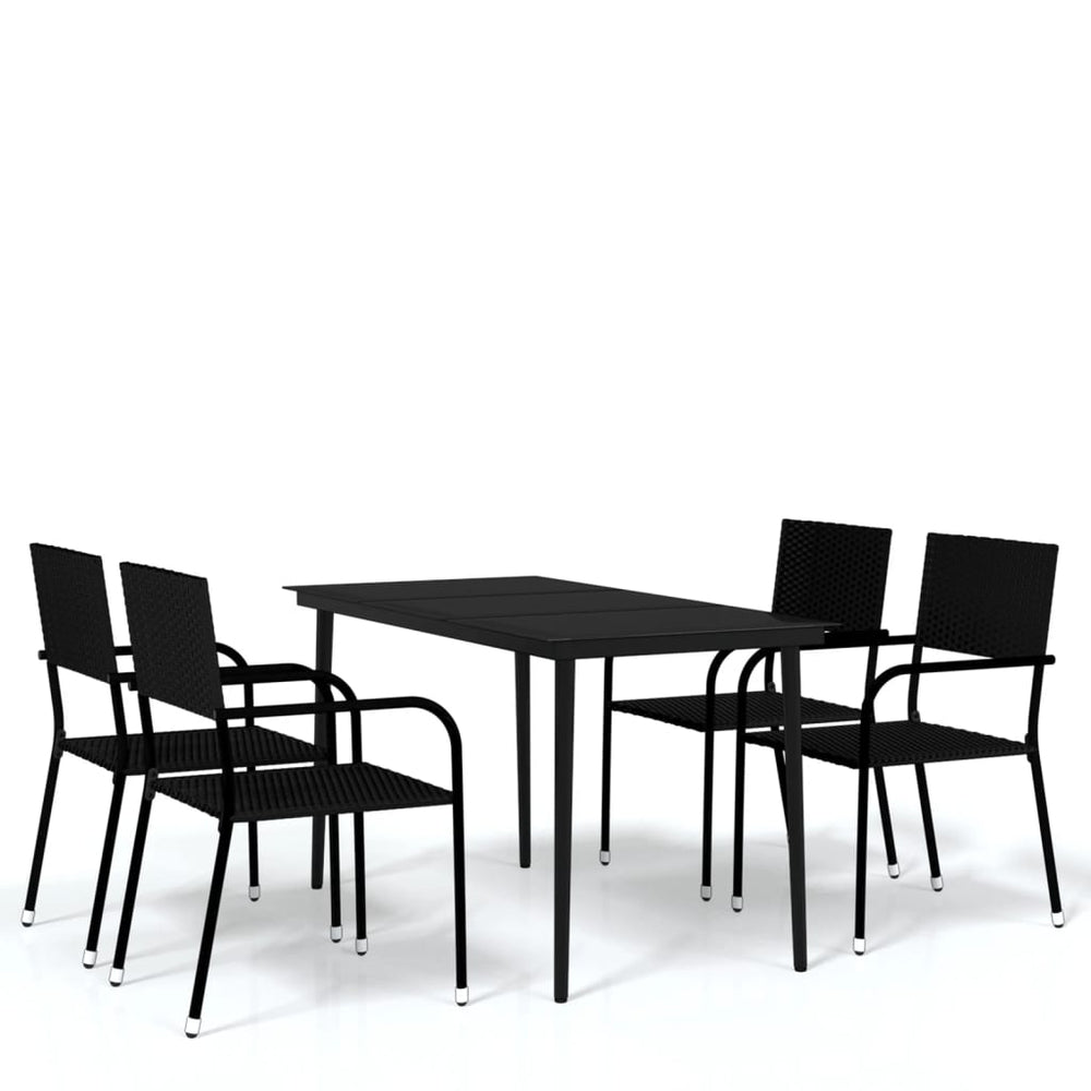 vidaXL Ensemble de salle à manger de jardin 5 pièces noir