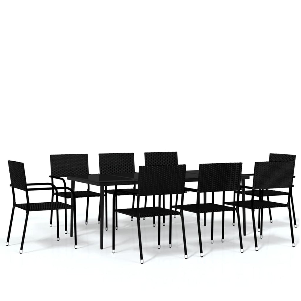 vidaXL Ensemble de salle à manger de jardin 9 pcs Noir