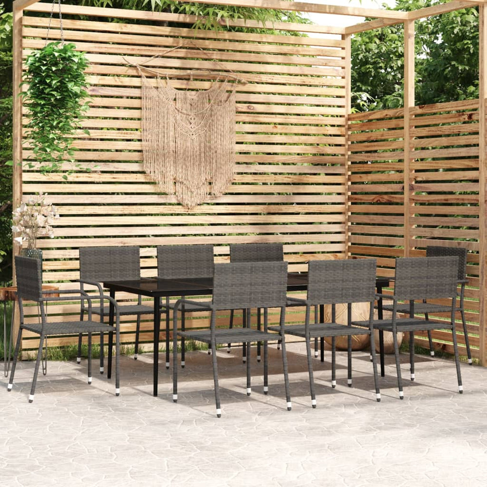 vidaXL Ensemble de salle à manger de jardin 9 pièces gris