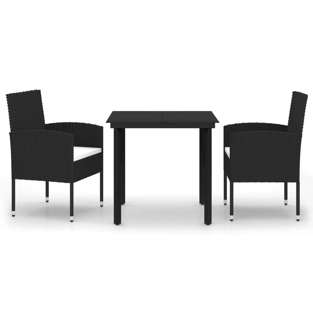 vidaXL Ensemble repas de jardin 3 pcs Noir