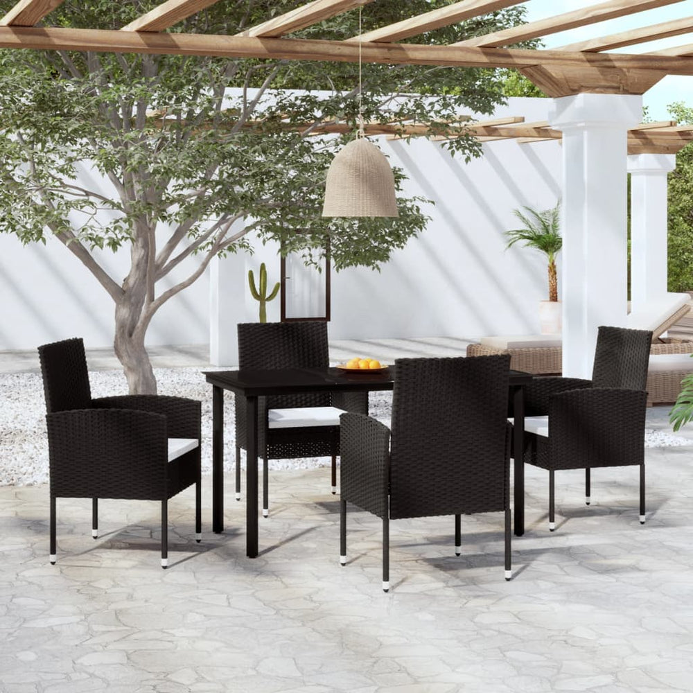 vidaXL Ensemble de salle à manger de jardin 5 pièces noir