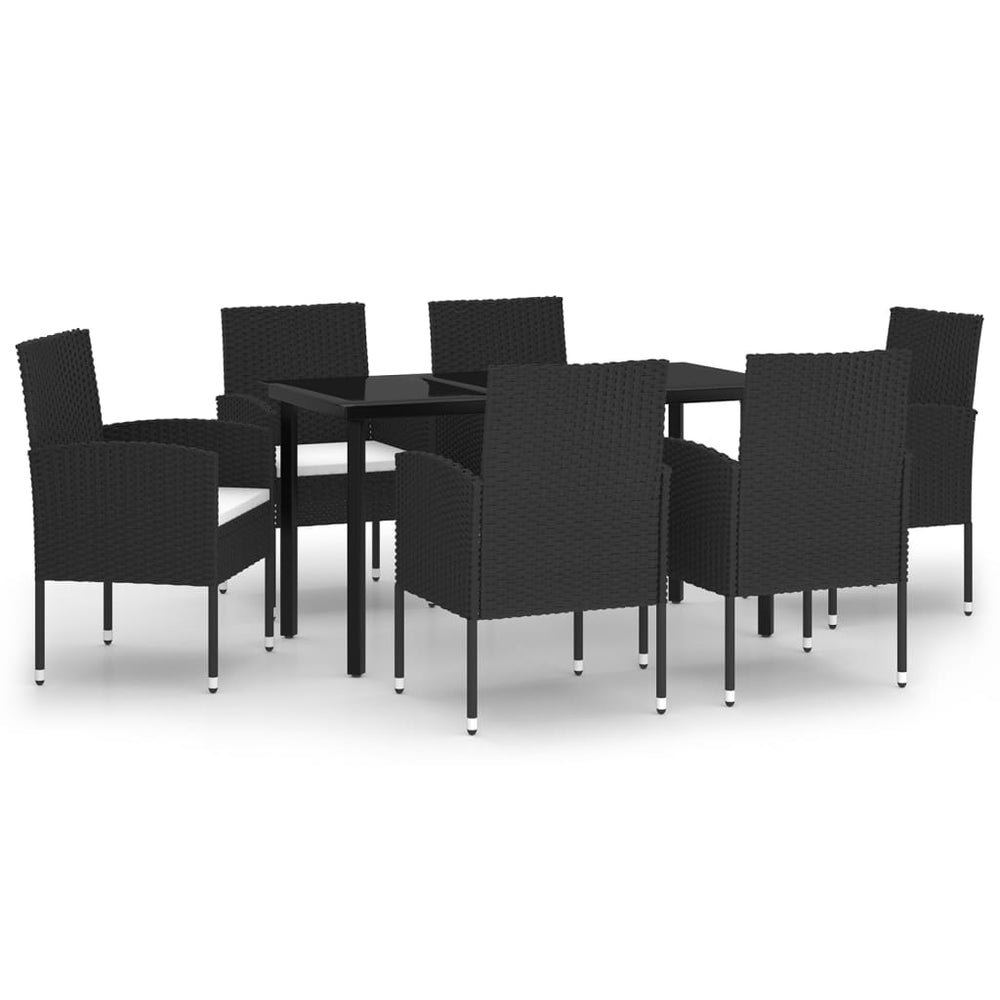 vidaXL Ensemble de salle à manger de jardin 7 pcs Noir