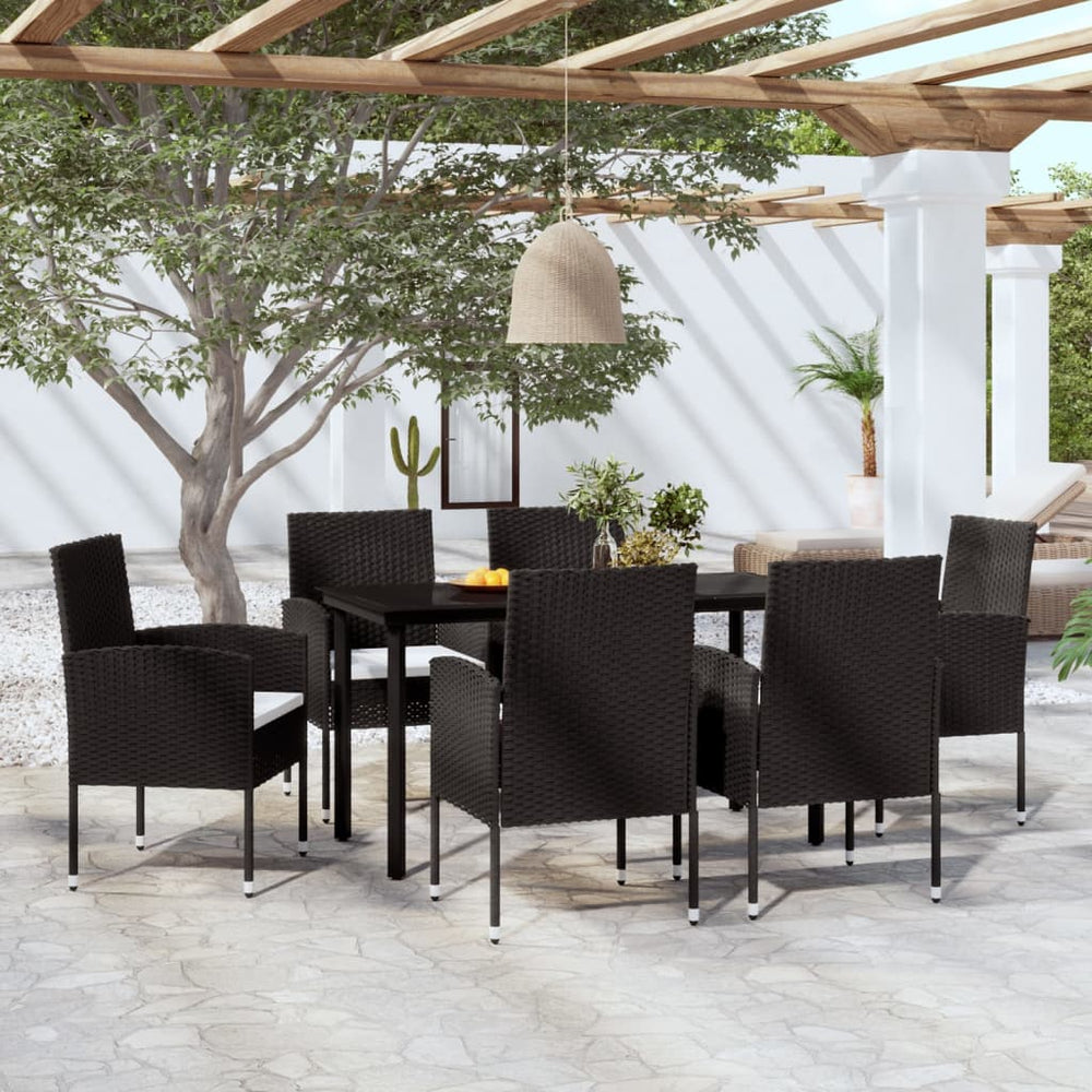 vidaXL Ensemble de salle à manger de jardin 7 pcs Noir