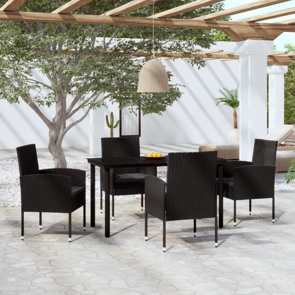 vidaXL Ensemble de salle à manger de jardin 5 pièces noir