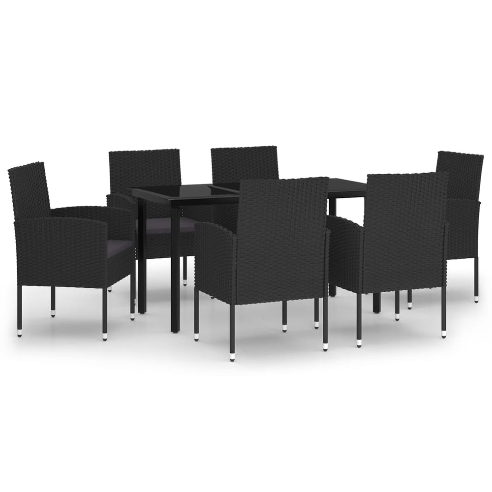 vidaXL Ensemble de salle à manger de jardin 7 pcs Noir