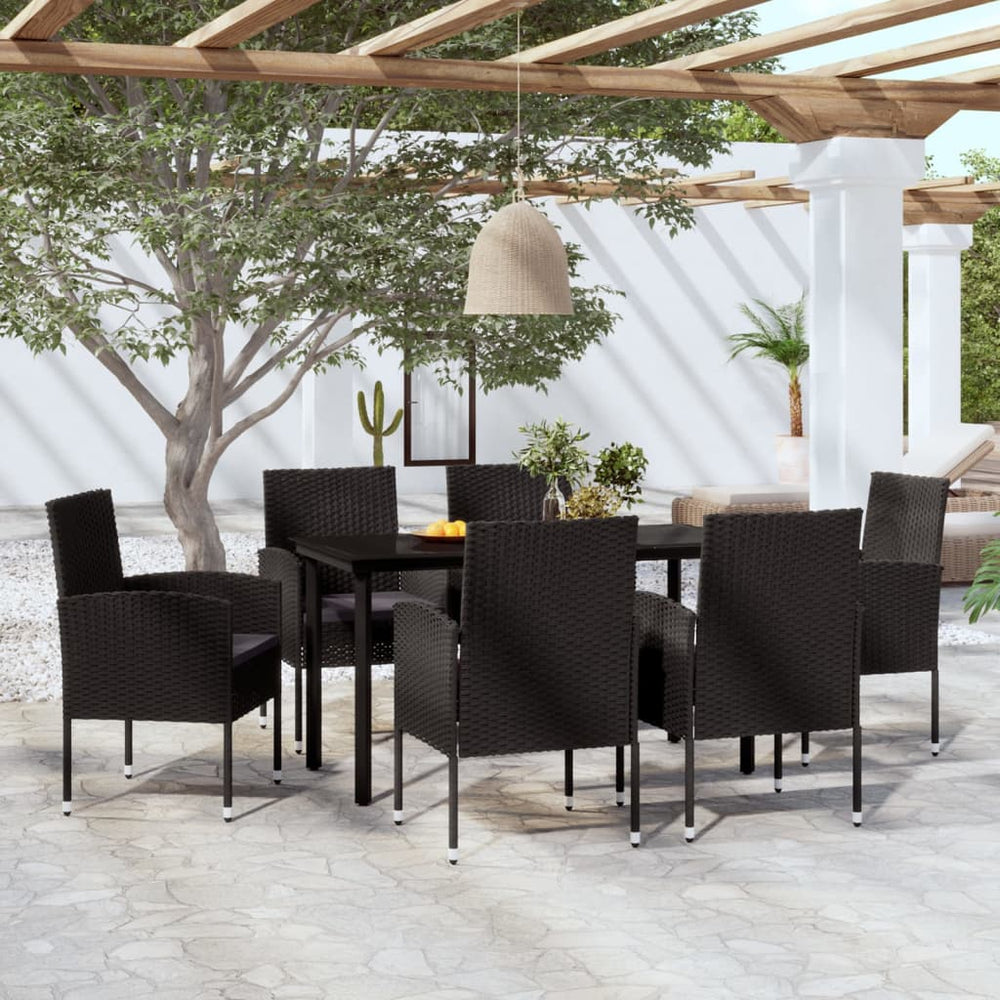 vidaXL Ensemble de salle à manger de jardin 7 pcs Noir
