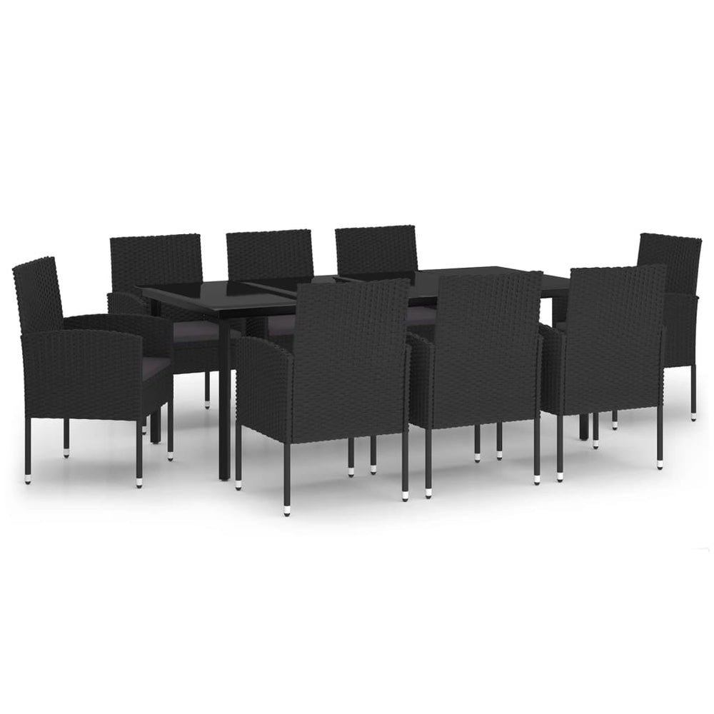 vidaXL Ensemble de salle à manger de jardin 9 pcs Noir