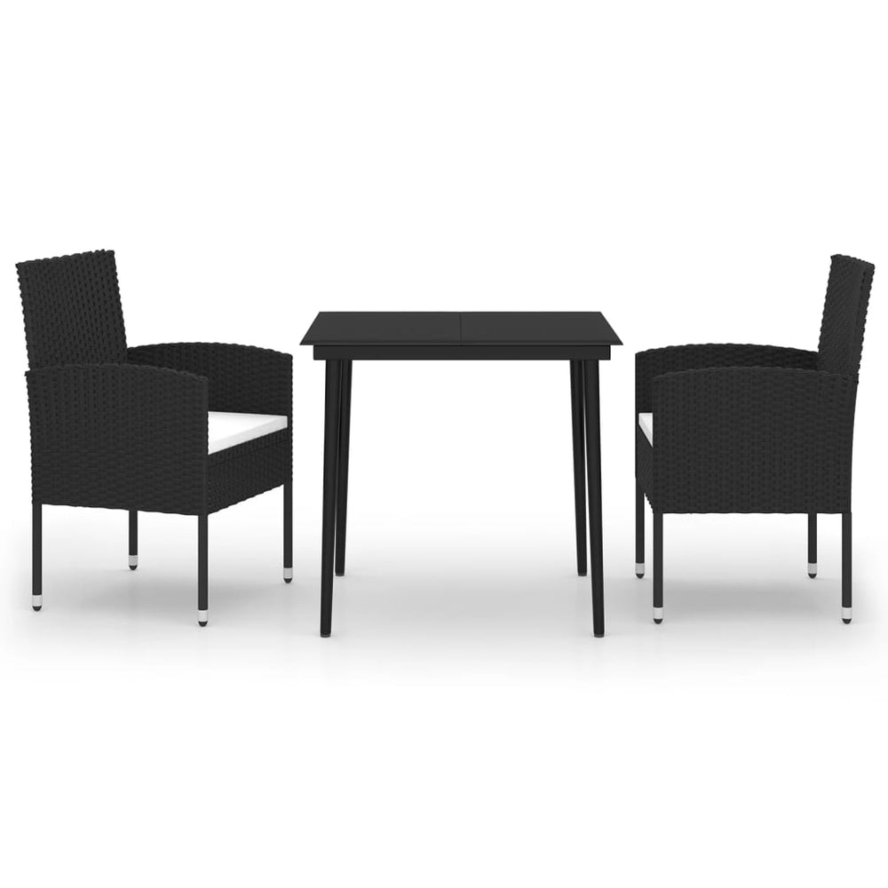 vidaXL Ensemble repas de jardin 3 pcs Noir