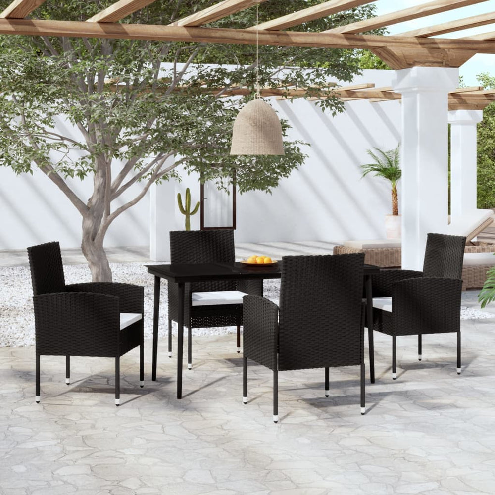 vidaXL Ensemble de salle à manger de jardin 5 pièces noir