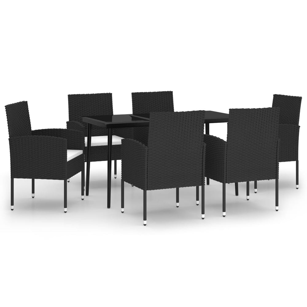 vidaXL Ensemble de salle à manger de jardin 7 pcs Noir