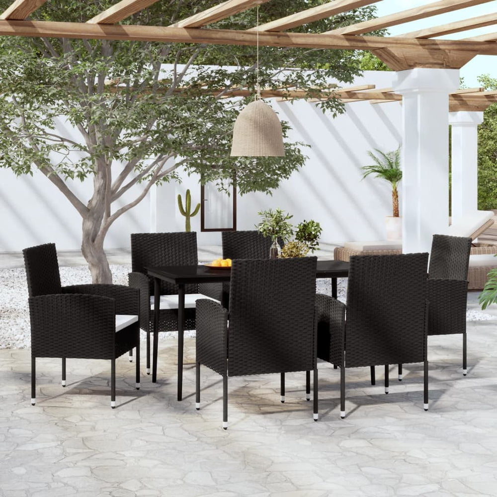 vidaXL Ensemble de salle à manger de jardin 7 pcs Noir