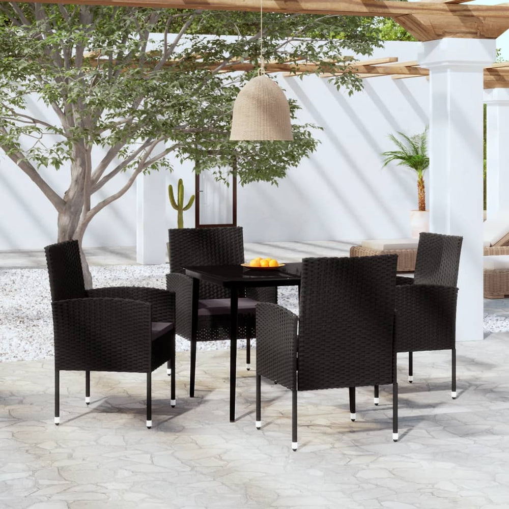 vidaXL Ensemble de salle à manger de jardin 5 pièces noir