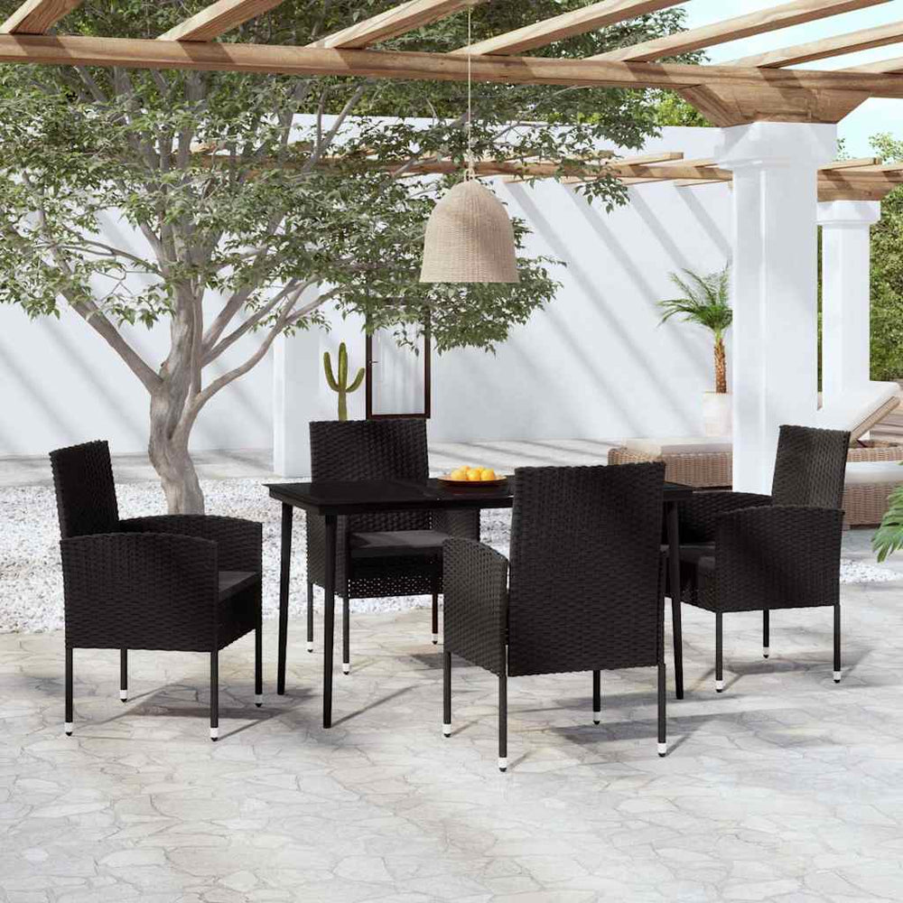 vidaXL Ensemble de salle à manger de jardin 5 pièces noir