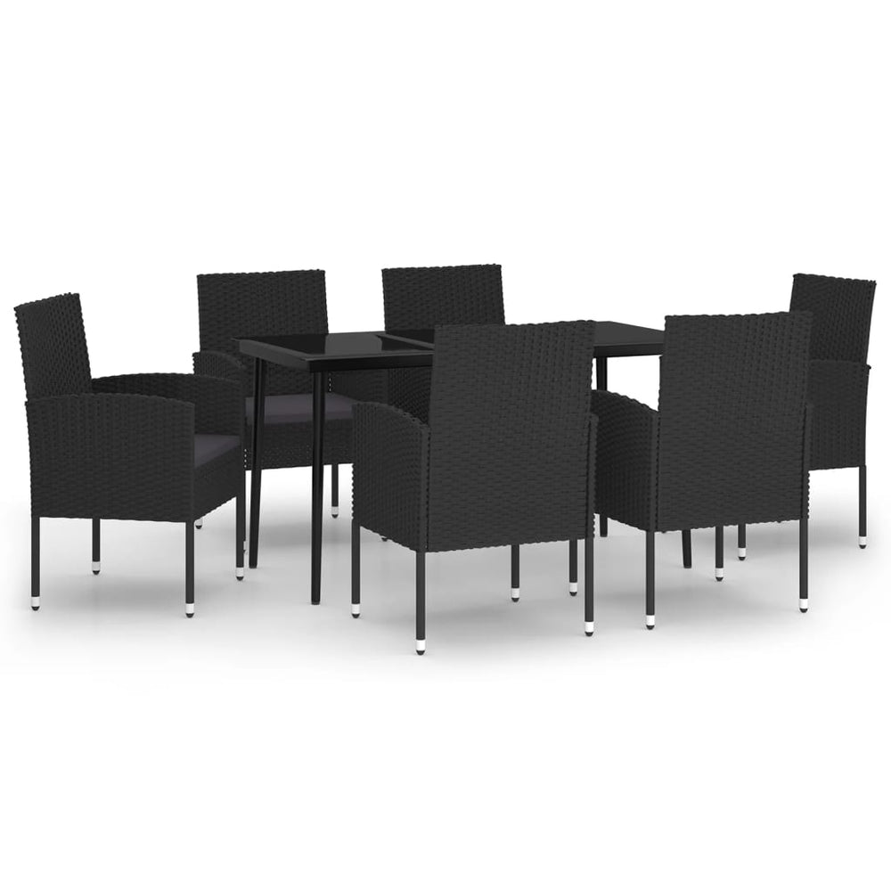 vidaXL Ensemble de salle à manger de jardin 7 pcs Noir