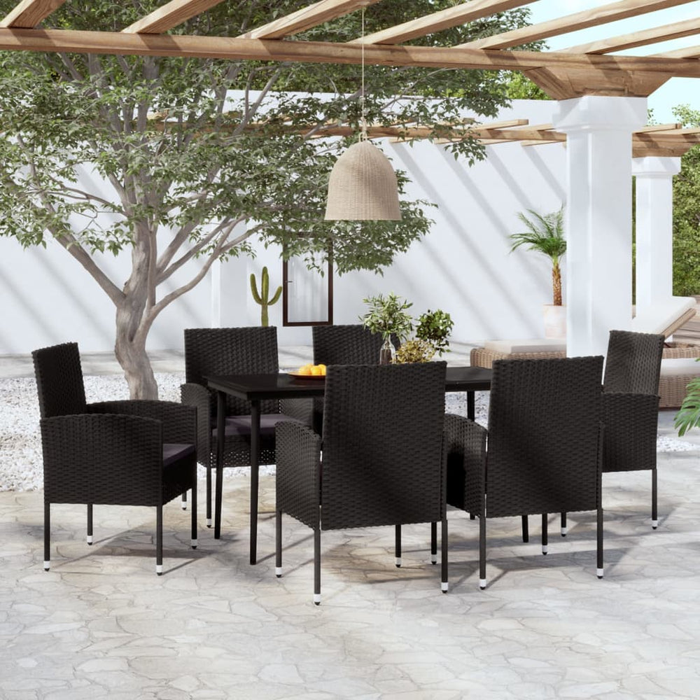 vidaXL Ensemble de salle à manger de jardin 7 pcs Noir