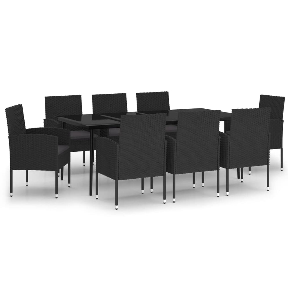vidaXL Ensemble de salle à manger de jardin 9 pcs Noir