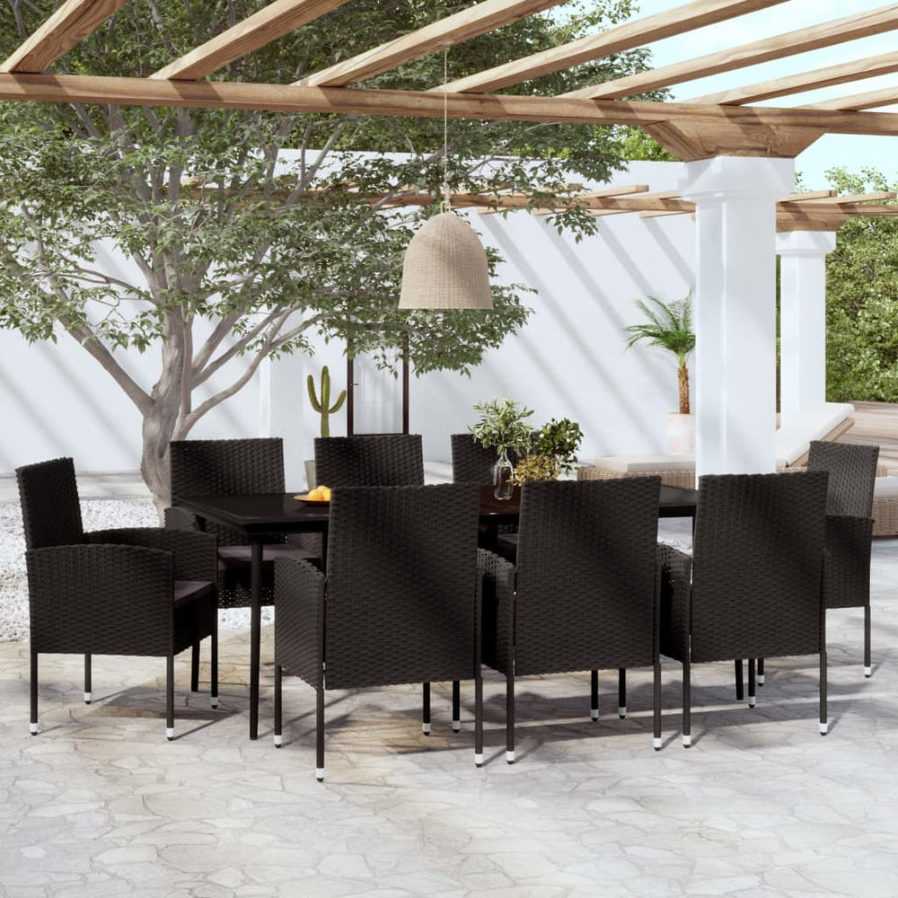 vidaXL Ensemble de salle à manger de jardin 9 pcs Noir