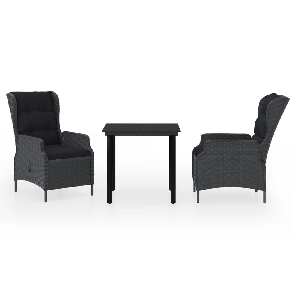 vidaXL Salon de jardin à dîner 3 pcs Gris foncé