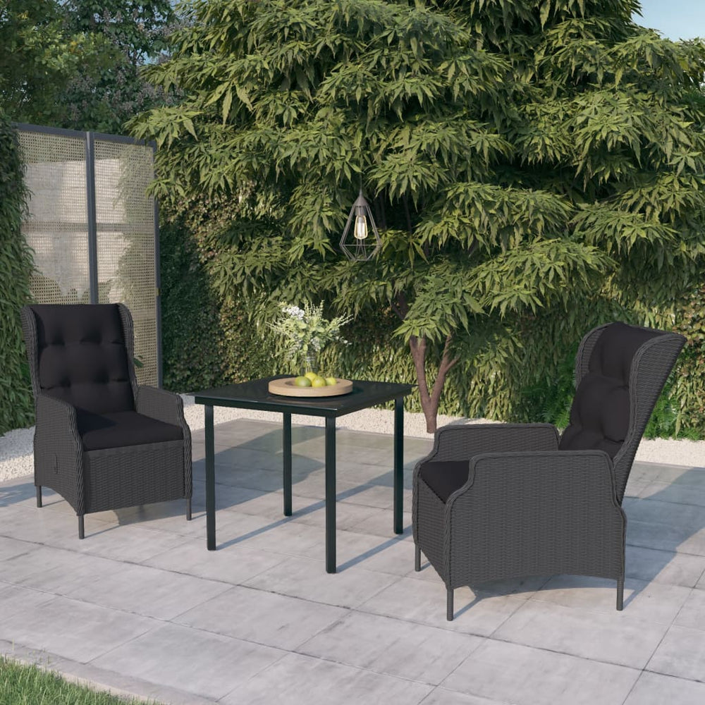 vidaXL Salon de jardin à dîner 3 pcs Gris foncé
