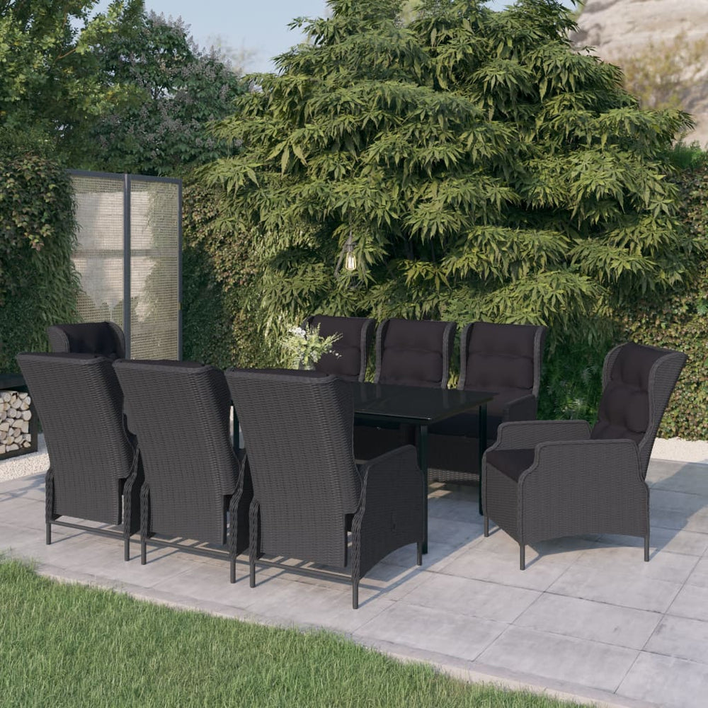vidaXL Ensemble de salle à manger de jardin 9 pièces Gris foncé