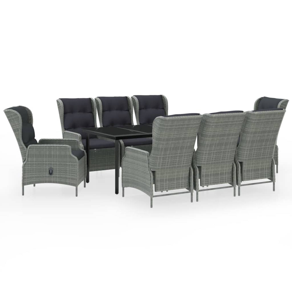 vidaXL Salle à manger de jardin 9 pcs Gris clair