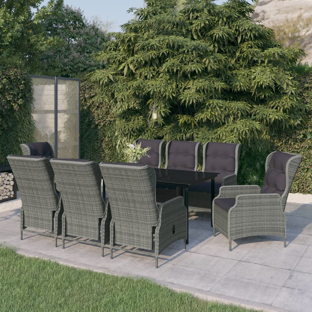 vidaXL Salle à manger de jardin 9 pcs Gris clair