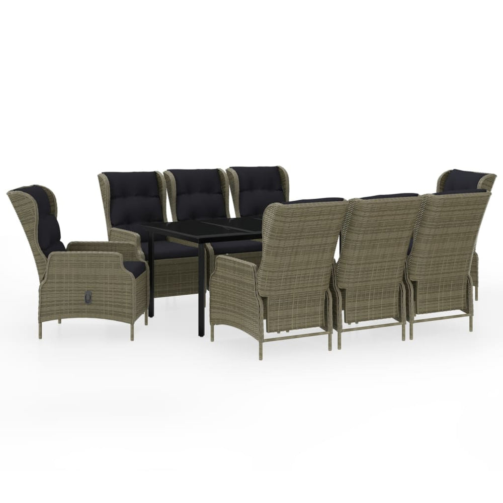 vidaXL Salon de jardin à dîner 9 pcs Marron