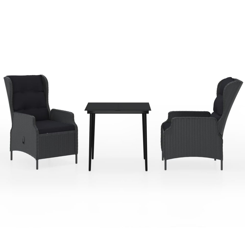 vidaXL Salon de jardin à dîner 3 pcs Gris foncé