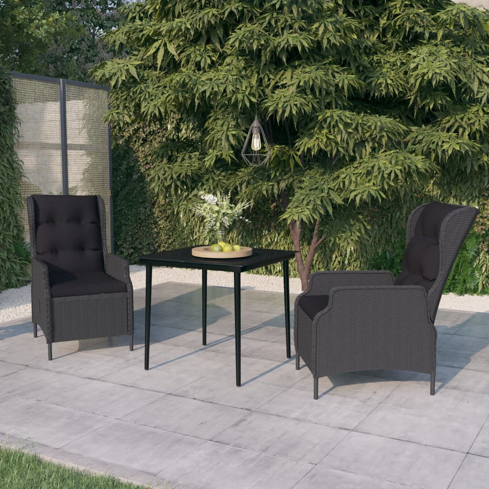 vidaXL Salon de jardin à dîner 3 pcs Gris foncé