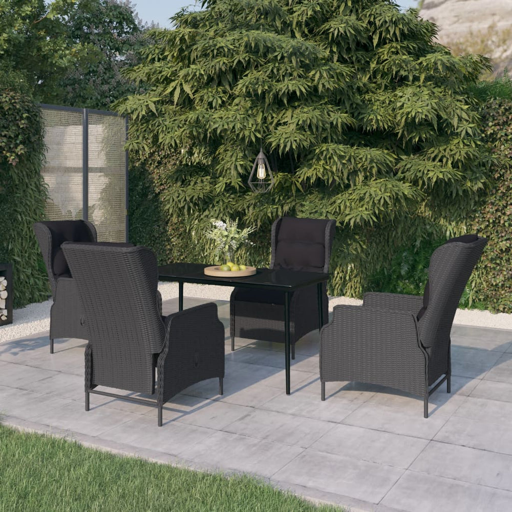 vidaXL Ensemble repas de jardin 5 pcs Gris foncé