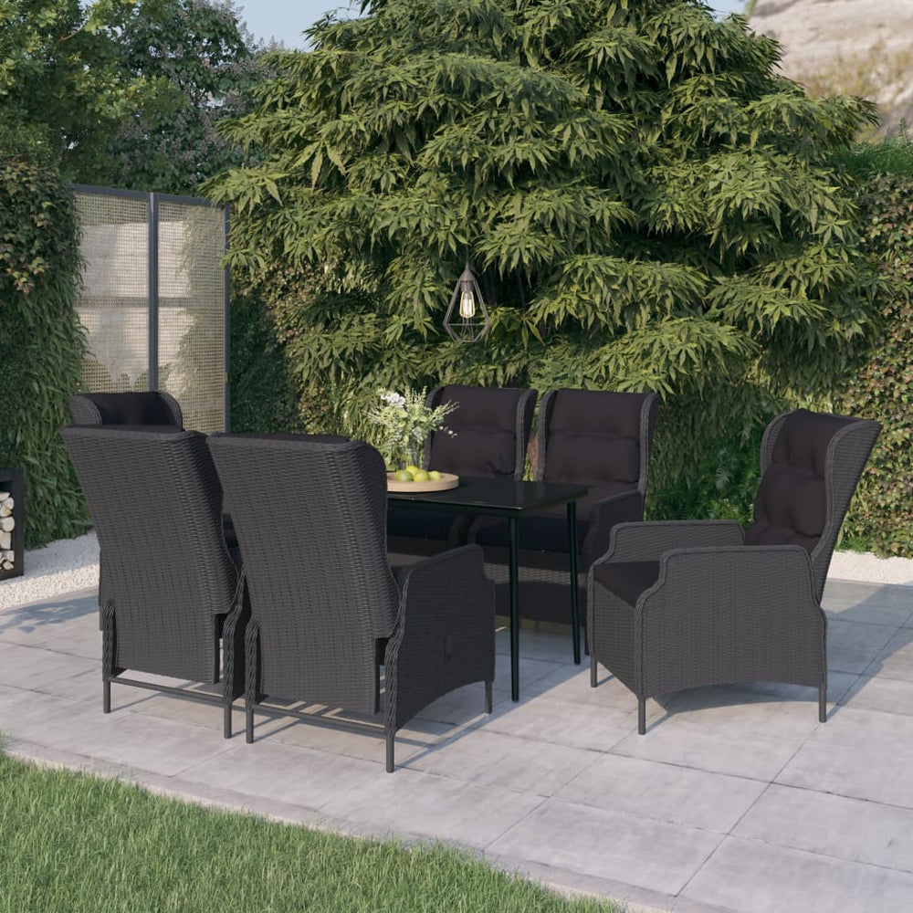 vidaXL Salle à manger de jardin 7 pcs Gris foncé