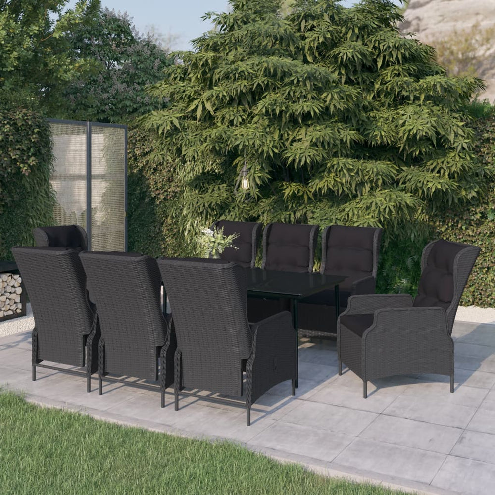 vidaXL Ensemble de salle à manger de jardin 9 pièces Gris foncé