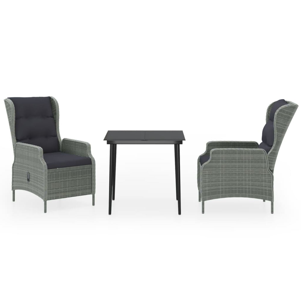 vidaXL Salon de jardin 3 pcs Gris clair
