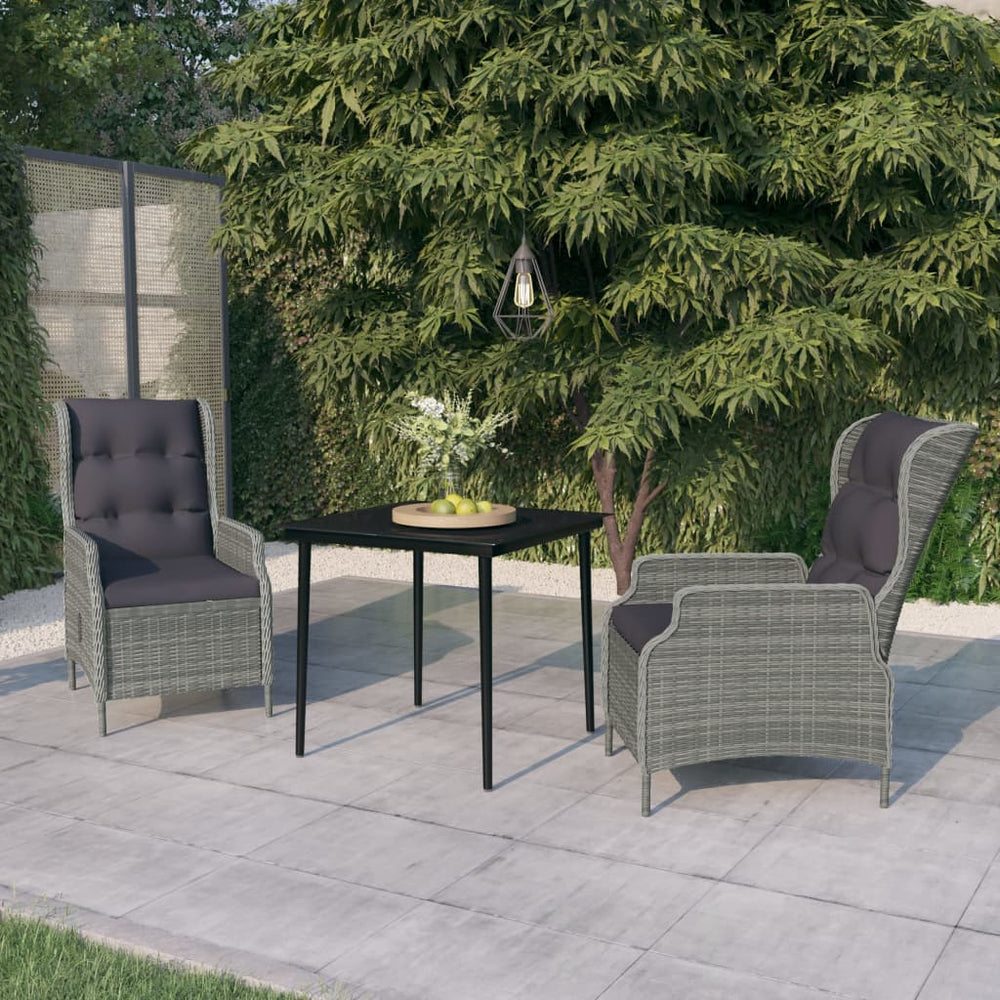 vidaXL Salon de jardin 3 pcs Gris clair