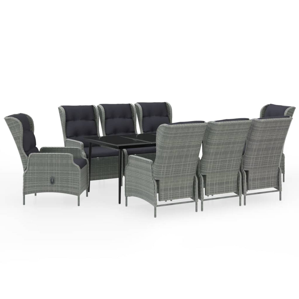 vidaXL Salle à manger de jardin 9 pcs Gris clair