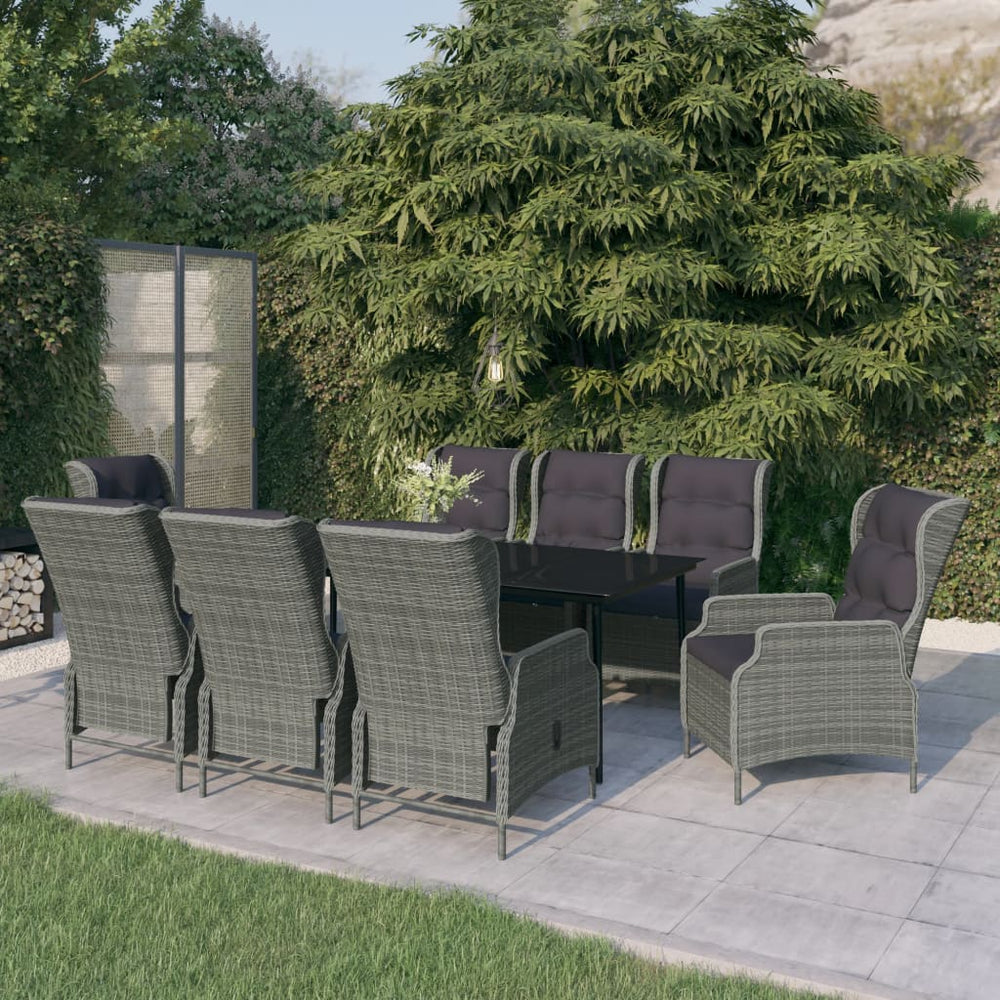 vidaXL Salle à manger de jardin 9 pcs Gris clair