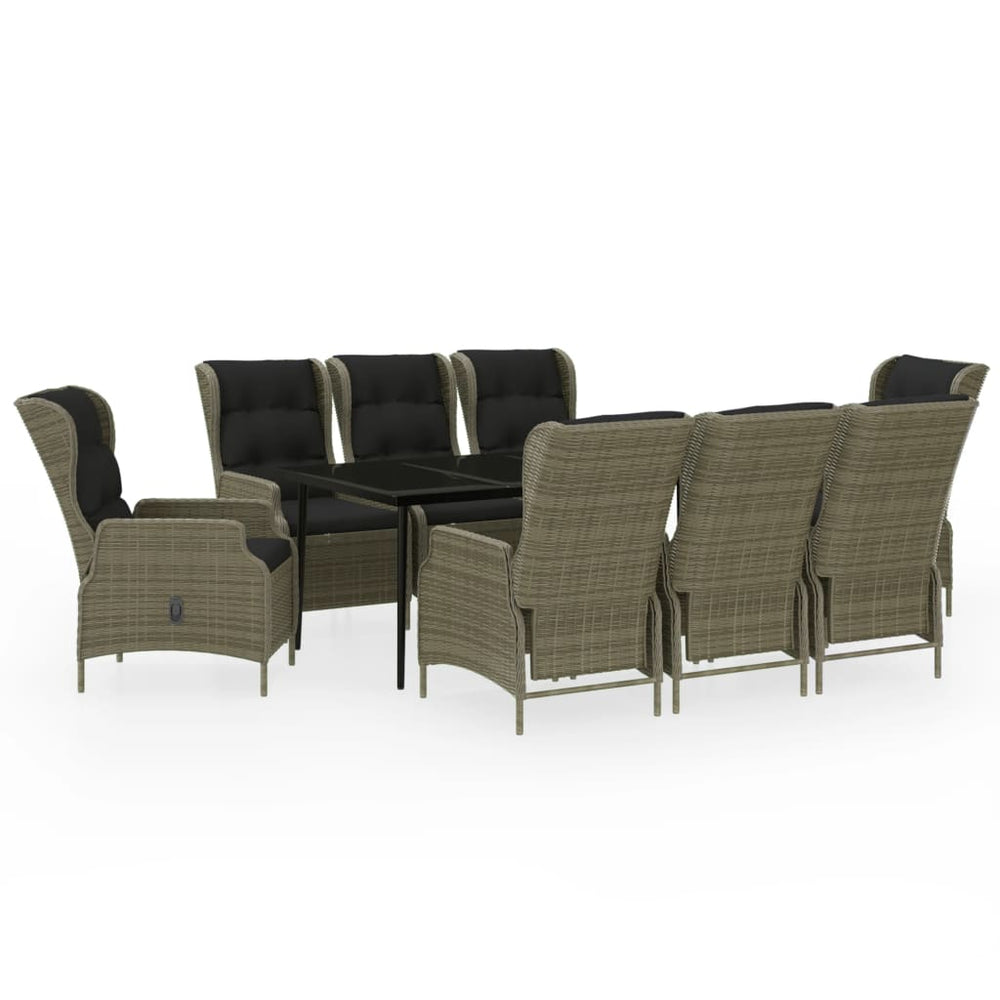 vidaXL Salon de jardin à dîner 9 pcs Marron
