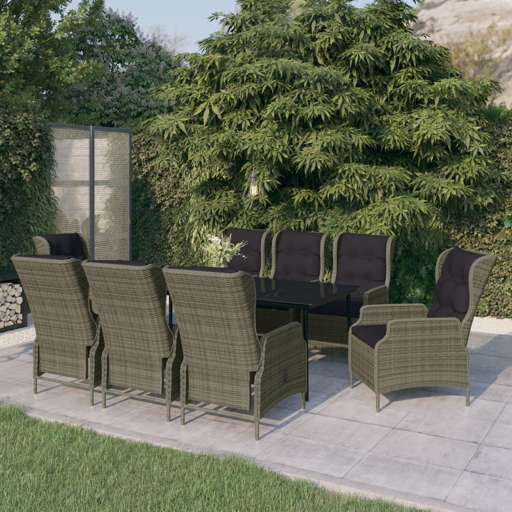 vidaXL Salon de jardin à dîner 9 pcs Marron