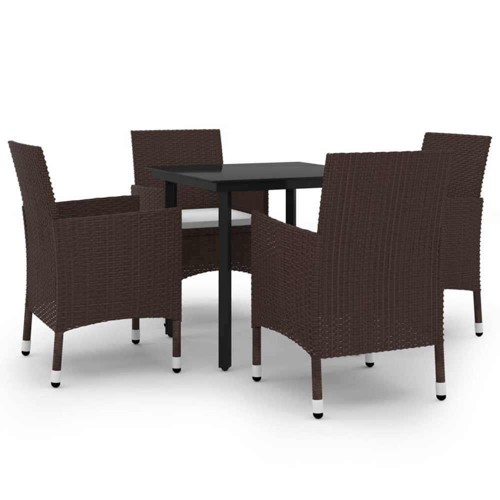 vidaXL Ensemble de salle à manger de jardin 5 pcs avec coussins en résine tressée et verre